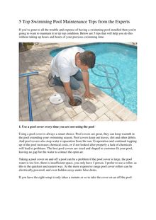Experts 5 Top Swimming Pool Maintenance Tips