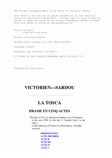 La Tosca par Victorien Sardou