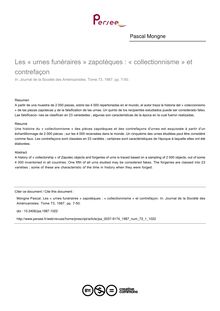 Les « urnes funéraires » zapotèques : « collectionnisme » et contrefaçon - article ; n°1 ; vol.73, pg 7-50