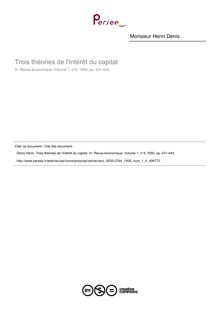 Trois théories de l intérêt du capital - article ; n°4 ; vol.1, pg 431-444