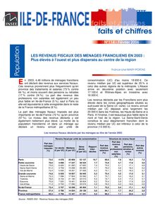 Les revenus fiscaux des ménages franciliens en 2003 : Plus élevés à l ouest et plus dispersés au centre de la région 