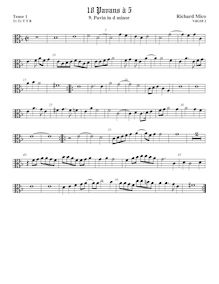 Partition ténor viole de gambe 1, alto clef, pavanes pour 5 violes de gambe par Richard Mico