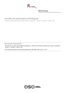 Journées de palynologie archéologique  ; n°4 ; vol.21, pg 233-233