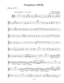 Partition cor 1, Symphony No.20, B-flat major, Rondeau, Michel par Michel Rondeau
