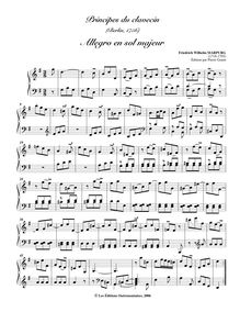 Partition Allegro en sol majeur (Tab. XVII), Anleitung zum Clavierspielen der schönen Ausübung der heutigen Zeit gemäss