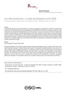 Les villes tunisiennes : un essai de prospective à l an 2009 - article ; n°2 ; vol.6, pg 199-212