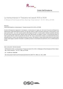 La transumanza in Toscana nei secoli XVII e XVIII - article ; n°2 ; vol.100, pg 947-969