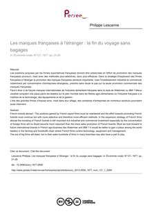 Les marques françaises à l étranger : la fin du voyage sans bagages - article ; n°1 ; vol.121, pg 21-29