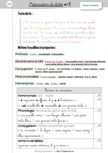 Orthographe / Grammaire / Vocabulaire CE1 – Préparations de dictées et leçons - Préparations de dictées n°5