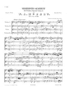 Partition complète, corde quatuor No.14, Spring Quartet, G major par Wolfgang Amadeus Mozart