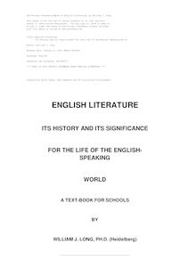 English Literature - Its History and Its Significance for the Life of the English Speaking World