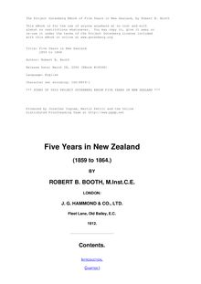 Five Years in New Zealand - 1859 to 1864