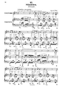 Partition No.2 - Ständchen (Serenade) [Low voix], 6 Gesänge, Op.17