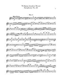 Partition hautbois 1, 2, Symphony No.26, Overture, E♭ major, Mozart, Wolfgang Amadeus par Wolfgang Amadeus Mozart