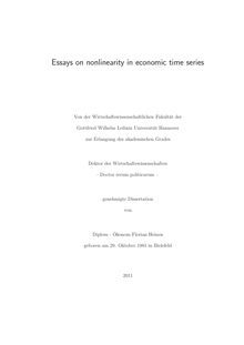 Essays on nonlinearity in economic time series [Elektronische Ressource] / Florian Heinen
