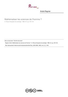 Mathématiser les sciences de l homme ? - article ; n°3 ; vol.9, pg 307-319