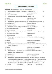 Grade 7 EMS Test 2: Accounting Concepts