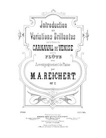 Partition flûte , partie, Carnaval de Venise, Op.2, Reichert, Matheus André
