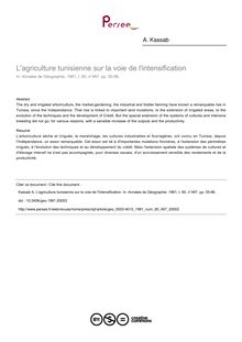L agriculture tunisienne sur la voie de l intensification - article ; n°497 ; vol.90, pg 55-86