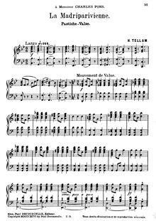 Partition Complete piece, La Madriparivienne, Pastiche-Valse, B ♭ major
