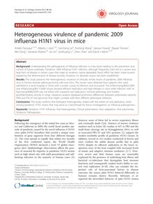 Heterogeneous virulence of pandemic 2009 influenza H1N1 virus in mice