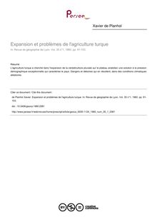 Expansion et problèmes de l agriculture turque - article ; n°1 ; vol.35, pg 91-103