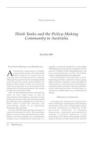 PDF 115KB - Think Tanks and the Policy-Making Community in Australia