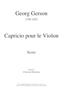 Partition complète, Capriccio pour violon et orchestre, Capricio pour le Violon par Georg Gerson