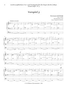 Partition Vorspiel 3, Leicht ausführbare Vor- und Nachspiele für die Orgel, bande 1