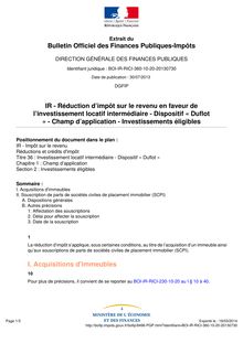 Champ d’application - Investissements éligibles au dispositif "Duflot"