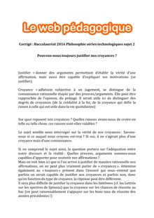 Baccalauréat Philosophie 2016 - Séries technologiques - Sujet 2