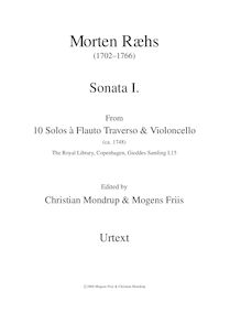 Partition Sonata 1 en A major, Urtext score, 10 Solos a Flauto Traverso & violoncelle