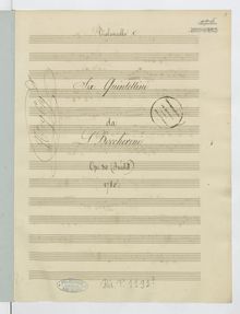 Partition violoncelle 1, 6 corde quintettes, G.319-324, Boccherini, Luigi