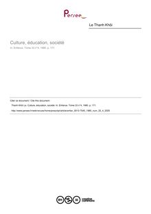 Culture, éducation, société - article ; n°4 ; vol.33, pg 171-171