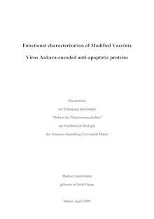 Functional characterization of modified vaccinia virus Ankara-encoded anti-apoptotic proteins [Elektronische Ressource] / Markus Lantermann