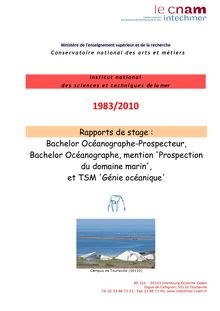 Rapports de stage : Bachelor Océanographe-Prospecteur, Bachelor ...