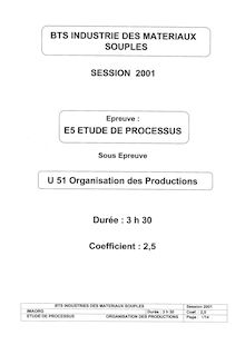 Organisation des productions 2001 Productique BTS Industries des matériaux souples