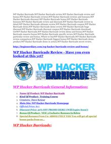 WP Hacker Barricade review and (COOL) $32400 bonuses