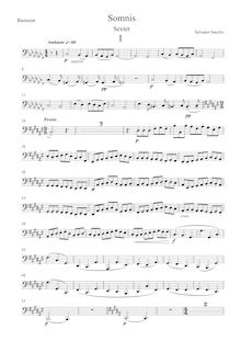 Partition basson, Somnis, windquintet avec sax et piano, Sanchis, Salvador