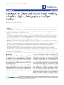 A comparison of foot arch measurement reliability using both digital photography and calliper methods