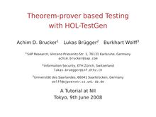 Theorem-prover based Testing with HOL-TestGen