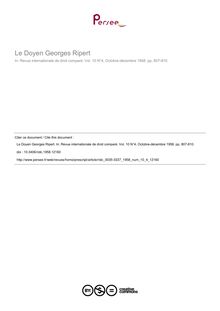 Le Doyen Georges Ripert - article ; n°4 ; vol.10, pg 807-810