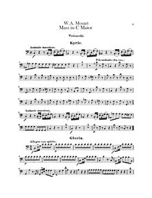 Partition violoncelles, Mass, Krönungsmesse ; Coronation Mass ; Mass No.15 ; Missa