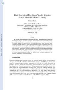 High Dimensional Non Linear Variable Selection through Hierarchical Kernel Learning