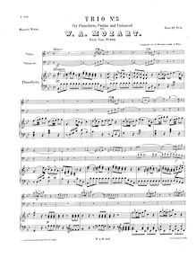 Partition complète, Piano Trio, Piano Trio No.3, B♭ major, Mozart, Wolfgang Amadeus
