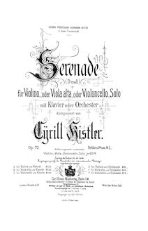 Partition Orchestral score, Serenade, Op.72, Serenade for Violin - or Viola - or Cello - Solo with Orchestra, 72 par Cyrill Kistler
