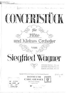 Partition de piano, Konzertstück, Concertino for Flute and Small Orchestra