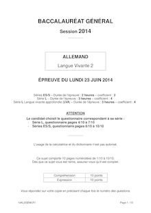 Sujet LV2 Allemand - Séries Générales - Bac 2014