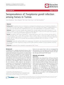 Seroprevalence of Toxoplasma gondiiinfection among horses in Tunisia