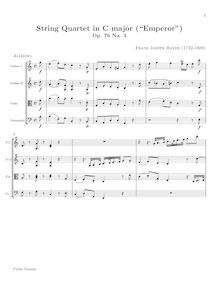 Partition , quatuor en C major  Emperor , Hob.III:77, corde quatuors, Op.76 par Joseph Haydn